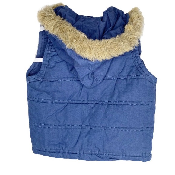 OshKosh Genuine Kids Button Down Blue Puffer Vest with Hood Size 18 months - Picture 5 of 5